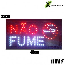 Placa Luminosa de LED 48x25cm 110v Não Fume X-Cell